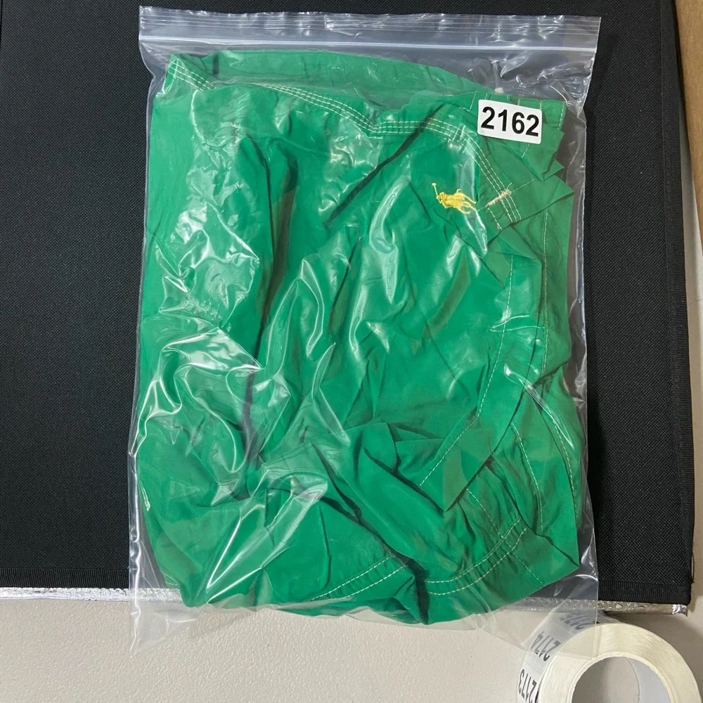 Polo‎ Ralph Lauren Swim Trunks Mens XL Green Cargo Pocket Drawstring Pony Logo